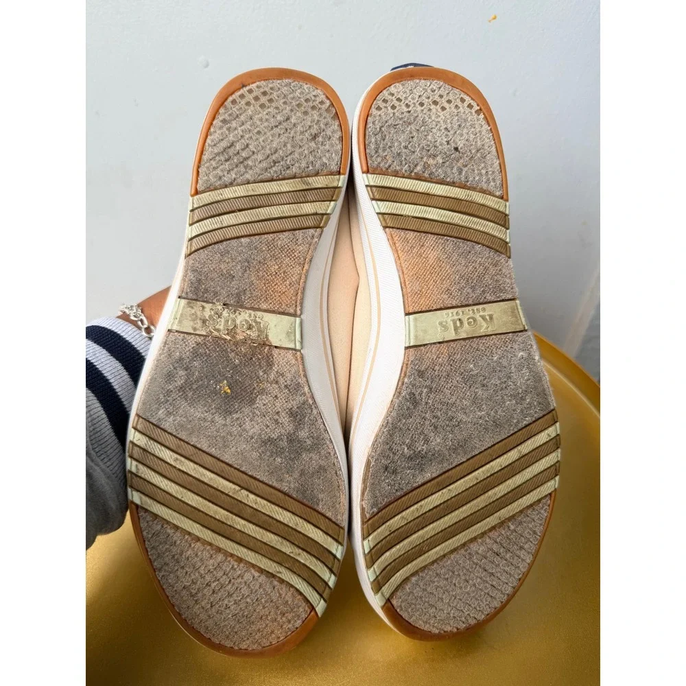 Keds Womens Tan Canvas Mesh Lace Up Mule Sneakers WF58121 Size 8.5